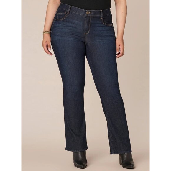 Democracy "Ab"solution Women 16W Indigo Itty Bitty Bootcut Jean Dark Wash Denim - Picture 1 of 16